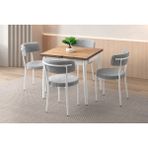 Viento Mobilya Kıvılcım Diş Budak Desen Yanlara Açılır 80X75 Masa 4 Adet Bukle Kumaş Metal Gözde Sandalye Masa Takımı - Dışbudak - 80 X 75