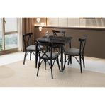 Viento Mobilya Kıvılcım Siyah Mermer Desen Yanlara Açılır 80X75 Masa 4 Adet Babyface Metal Çapraz Sandalye Masa Takımı - 80 X 75