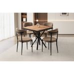 Viento Mobilya Kütük Diş Budak Desen Mdf Sabit 80X80 Masa 4 Adet Bukle Kumaş Metal Gözde Sandalye Masa Takımı - Dışbudak - 80 X 80