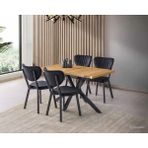 Viento Mobilya Kütük Leglano Desen Mdf Sabit 140X80 Masa Elma 4 Adet Siyah Babyface Sandalye Masa Takımı - Ahşap - 140 X 80