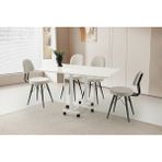 Viento Mobilya Lizbon Beyaz Renk Katlanır Kanatlı 130X70 Masa 4 Adet Babyface Metal Ece Sandalye Masa Takımı - 130 X 70