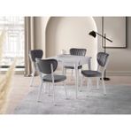 Viento Mobilya Luna Beyaz Renk Açılır 80X80 Masa Elma 4 Adet Gri Babyface Kumaş Sandalye Masa Takımı - 80 X 75
