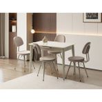 Viento Mobilya Madrid Kum Beji Renk Highgloss Açılır 100X60 Masa 4 Adet Ece Babyface Kumaş Cappicino Metal Iskelet Sandalye Masa Takımı - 100 x 60