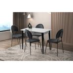 Viento Mobilya Milano Açık Gri Highgloss Açılır 100X60 Masa 4 Adet Babyface Metal Suna Sandalye Masa Takımı - 100 X 60
