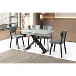 Viento Mobilya Milano Açık Gri Highgloss Açılır 120X70 Masa 6 Adet Babyface Metal Esinti Sandalye Masa Takımı - 120 x 70