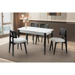 Viento Mobilya Milano Beyaz Renk Açılır 120X70 Masa 4 Adet Bukle Kumaş Ahşap Kuzey Sandalye Masa Takımı - 120 x 70