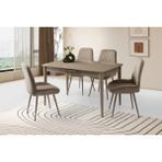 Viento Mobilya Milano Cappicino Highgloss Açılır 130X80 Masa 6 Adet Babyface Metal Ayak Fulya Sandalye Masa Takımı - Cappucino - 130 X 80