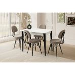 Viento Mobilya Milano Kar Beyaz Highgloss Açılır 100X60 Masa 4 Adet Babyface Metal Ece Sandalye Masa Takımı - Kırık Beyaz - 100 X 60