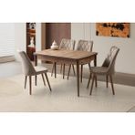 Viento Mobilya Milano Kelebek Diş Budak Açılır 130X80 Masa 4 Adet Babyface Ahşap Ayak Nova Sandalye Masa Takımı - Dışbudak - 130 X 80
