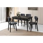 Viento Mobilya Milano Kelebek Siyah Mermer Açılır 120X70 Masa 6 Adet Babyface Metal Esinti Sandalye Masa Takımı - 120 x 70