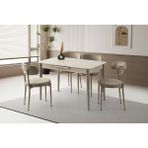 Viento Mobilya Milano Sidon Desen Açılır 120X70 Masa 4 Adet Babyface Metal Gözde Sandalye Masa Takımı - 120 x 70