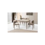 Viento Mobilya Milano Sidon Desen Açılır 130X80 Masa 4 Kişilik Babyface Metal Siesta Sandalye Masa Takımı