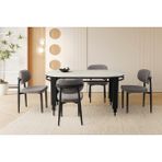 Viento Mobilya Mirella Marmo Highgloss Sabit 160X80 Masa 6 Adet Bukle Kumaş Metal Siesta Sandalye Masa Takımı - Beyaz Mermer - 160 X 90