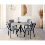 Viento Mobilya Nova Retro Gümüş Mdf Yandan Açılır 120X70 Masa Elma 4 Adet Gri Babyface Sandalye Masa Takımı - Retro Taşı Rengi - 120 X 70