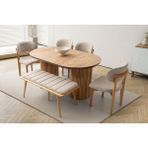 Viento Mobilya Orkide Diş Budak Sabit 160X90 Masa 6 Kişilik Bukle Kumaş Nergis Sandalye ve Bench Masa Takımı - Dışbudak - 160 X 90