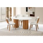 Viento Mobilya Orkide Kar Beyaz Highgloss Sabit 160X90 Masa 6 Adet Bukle Kumaş Ahşap Masal Sandalye Masa Takımı - Kırık Beyaz - 160 X 90