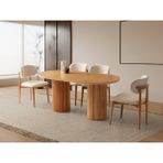 Viento Mobilya Orkide Kayın Renk Mdf Sabit 170X90 Masa 8 Adet Ahşap Polo Puffy Kumaş Naturel Iskelet Sandalye Masa Takımı - 170 x 90
