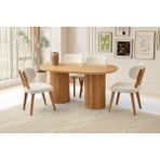 Viento Mobilya Orkide Naturel Sabit 160X90 Masa 6 Adet Bukle Kumaş Ahşap Masal Sandalye Masa Takımı - 160 X 90