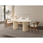 Viento Mobilya Orkide Traverten Desen Mdf Sabit 170X90 Masa 6 Adet Zeus Babyface Kumaş Ahşap Ceviz Iskelet Sandalye Masa Takımı - 170 x 90