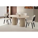 Viento Mobilya Pamukkale Sidon Sabit 180X90 Masa 4 Adet Pufy Kumaş Ahşap Iskelet Masal Sandalye Masa Takımı - 180 X 90