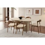 Viento Mobilya Pamukkale Sidon Sabit 180X90 Masa 6 Adet Bukle Kumaş Ahşap Iskelet Yılan Sandalye Masa Takımı - 180 X 90