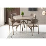 Viento Mobilya Pegasus Yuvarlak Olabilen Cappicino Highgloss Açılır 120X70 Masa 4 Adet Babyface Kumaş Metal Siesta Sandalye Masa Takımı - Cappucino - 120 X 70