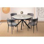 Viento Mobilya Pegasus Yuvarlak Olabilen Rambla Highgloss Açılır 120X70 Masa 4 Adet Bukle Kumaş Metal Gözde Sandalye Masa Takımı - Siyah - 120 X 70