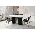 Viento Mobilya Picasso Kar Beyaz Hg Açılır 160X90 Masa 4 Adet Keten Metal Iskelet Jumbo Sandalye Masa Takımı - Kırık Beyaz - 160 X 90