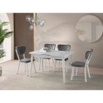 Viento Mobilya Polo Beyaz Mermer Desen Açılır 120X70 Masa Elma 6 Adet Gri Babyface Kumaş Sandalye Masa Takımı - 120 X 70