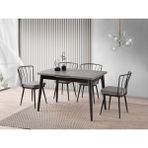 Viento Mobilya Polo Retro Gümüş Desen Açılır 120X70 Masa Ay 6 Adet Gri Babyface Kumaş Sandalye Masa Takımı - Retro Taşı Rengi - 120 X 70