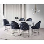 Viento Mobilya Roma Marmo Highgloss Açılır 155X90 Masa Carizma 6 Adet Antrasit Babyface Sandalye Masa Takımı - Beyaz Mermer - 155 X 90