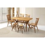 Viento Mobilya Rüya Naturel Renk Sabit 130X80 Masa 6 Kişilik Naturel Ahşap Diva Sandalye ve Tabure Masa Takımı - 130 X 80