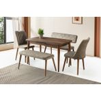 Viento Mobilya Silva Barok Ceviz Desen Açılır 120X70 Masa 6 Kişilik Babyface Nova Bench Takımı Masa Takımı - 120 X 70