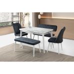 Viento Mobilya Silva Beyaz Mermer Desen Açılır 120X70 Masa 6 Kişilik Babyface Nova Bench Takımı Masa Takımı - 120 X 70