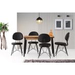 Viento Mobilya Silva Diş Budak Desen Açılır 120X70 Masa 4 Adet Suni Deri Metal Ahtapot Sandalye Masa Takımı - Dışbudak - 120 x 70