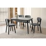 Viento Mobilya Silva Retro Gümüş Desen Açılır 120X70 Masa 4 Adet Babyface Metal Esinti Sandalye Masa Takımı - Retro Taşı Rengi - 120 x 70