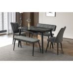 Viento Mobilya Silva Siyah Mermer Desen Açılır 120X70 Masa 6 Kişilik Babyface Nova Bench Takımı Masa Takımı - 120 X 70
