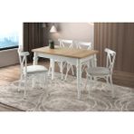 Viento Mobilya Smart Diş Budak Desen Yanlardan Açılır 110X70 Masa 6 Adet Babyface Metal Çapraz Sandalye Masa Takımı - Dışbudak - 110 X 70