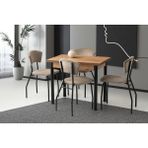Viento Mobilya Smart Diş Budak Desen Yanlardan Açılır 90X60 Masa 4 Adet Babyface Metal Çilek Sandalye Masa Takımı - Dışbudak - 90 X 60