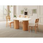 Viento Mobilya Stella Aytaşı Highgloss Renk Açılır 160X90 Masa 8 Adet Lizbon Calve Kumaş Naturel Iskelet Sandalye Masa Takımı - 160 x 90