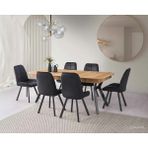 Viento Mobilya Stella Leglano Desen Mdf Açılır 200X100 Masa Riva 8 Adet Siyah Babyface Sandalye Masa Takımı - Ahşap - 200 x 100