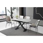 Viento Mobilya Still Açık Gri Highgloss Yanlardan Açılır 130X80 Masa 6 Adet Babyface Metal Yonca Sandalye Masa Takımı - 130 X 80