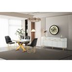 Viento Mobilya Still Beyaz Renk Açılır 130X80 Masa 4 Adet Babyface Kumaş Neşe Gold Iskelet Sandalye Masa Takımı - 130 X 80