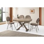 Viento Mobilya Still Cappicino Highgloss Yanlardan Açılır 130X80 Masa 6 Adet Babyface Metal Ahtapot Sandalye Masa Takımı - Cappucino - 130 X 80