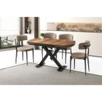 Viento Mobilya Still Diş Budak Desen Yanlardan Açılır 130X80 Masa 4 Adet Bukle Kumaş Metal Gözde Sandalye Masa Takımı - Dışbudak - 130 X 80