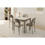 Viento Mobilya Tuğra Sidon Desen Ayaktan Açılır 80X70 Masa 4 Adet Babyface Kumaş Metal Ay Sandalye Masa Takımı - 80 X 70