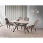 Viento Mobilya Valentin Traverten Mdf Açılır 130X80 Masa Riva 4 Adet Vizon Babyface Kumaş Sandalye Masa Takımı - 130 X 80