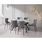 Viento Mobilya Valentin Venezia Hg Açılır 160X90 Masa Kelebek 6 Adet Gri Babyface Kumaş Sandalye Masa Takımı - 160 X 90