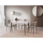 Viento Mobilya Venüs Aytaşı Hg Açılır 120X80 Masa Liza 6 Adet Açık Vizon Bukle Kumaş Sandalye Masa Takımı - 120 X 80