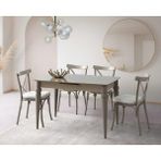 Viento Mobilya Venüs Cappucino Hg Açılır 120X80 Masa Bahar 4 Adet Krem Babyface Kumaş Sandalye Masa Takımı - 120 X 80